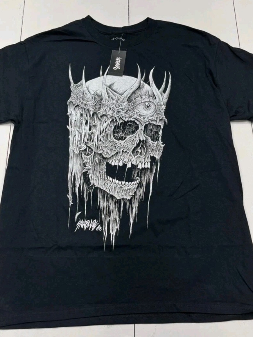 Sawblades 666 Black Crowned Skull All-Seeing Eye Graphic Tee XL